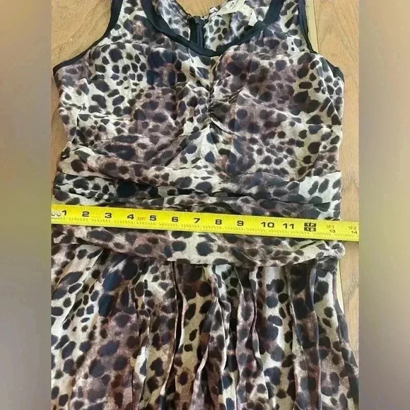 Isabel Marant Silk Tank Mini Dress Leopard Print Ruched Jafney 1 XS S Brown Slip - Picture 11 of 14
